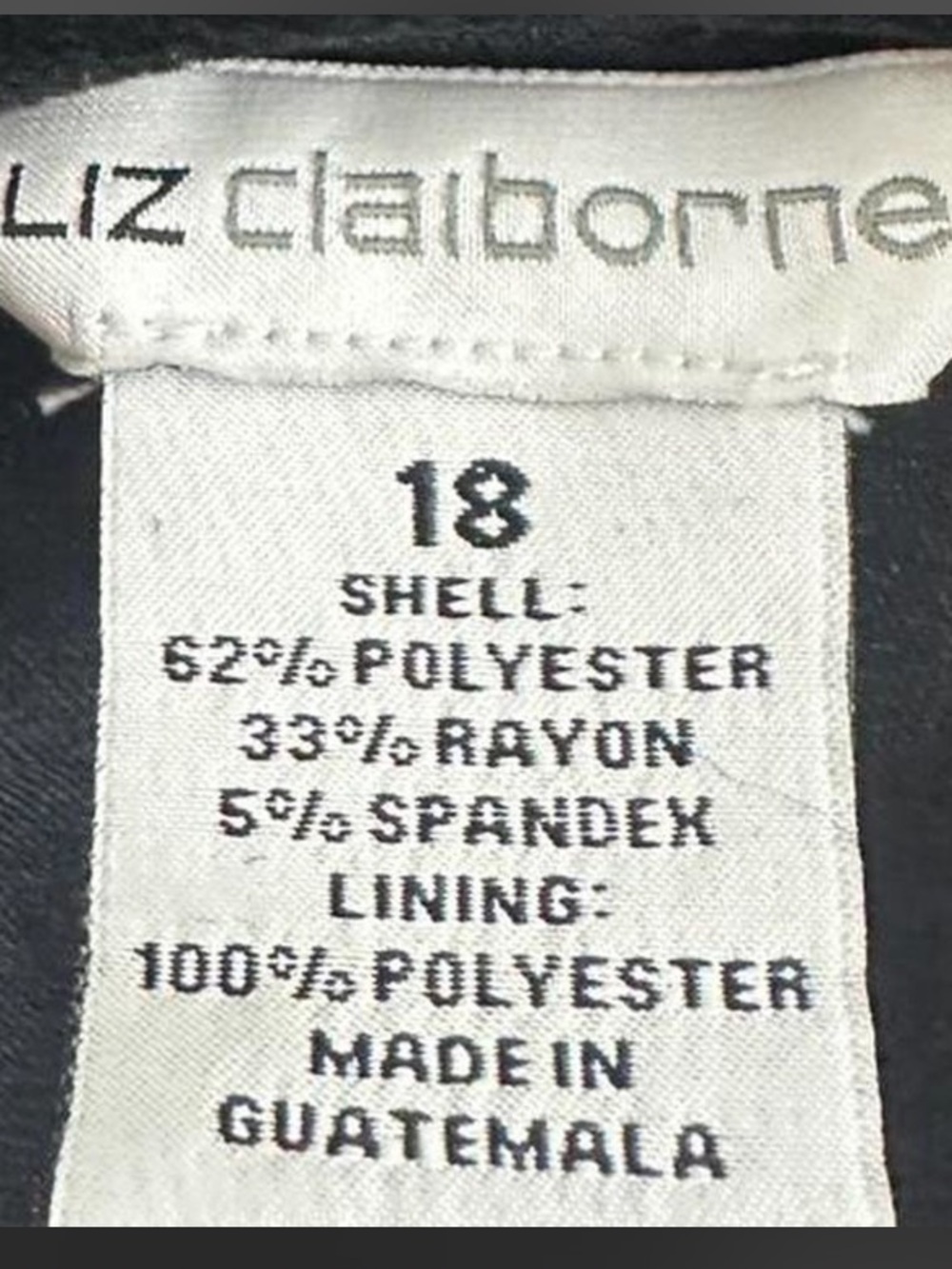 Liz Claiborne Black Label Tag - Size 18 - Picture 2 of 3